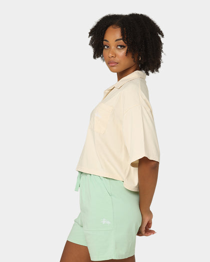 Stussy Women's Woodland Rugby Short Sleeve T-Shirt Cream