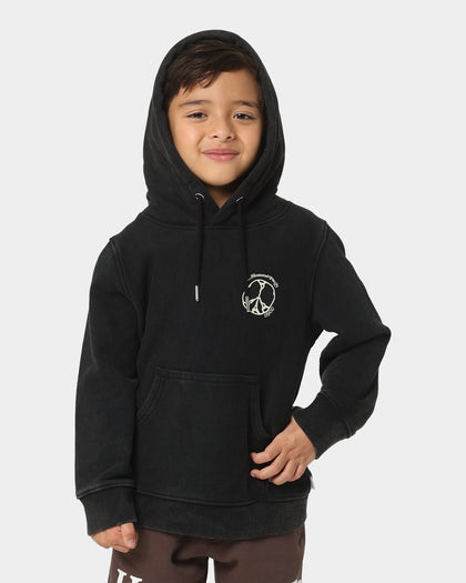 Lil Homme Kids' Peace Classic Hoodie Washed Black