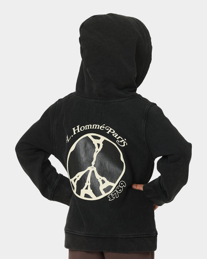 Lil Homme Kids' Peace Classic Hoodie Washed Black