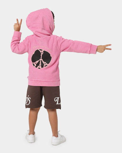 Lil Homme Kids' Peace Classic Hoodie Washed Pink