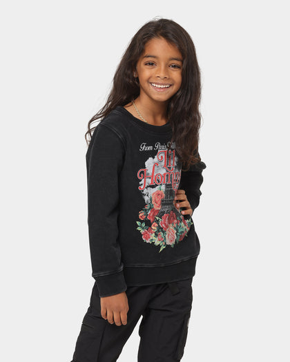 Lil Homme Kids' With Love Vintage Crewneck Washed Black