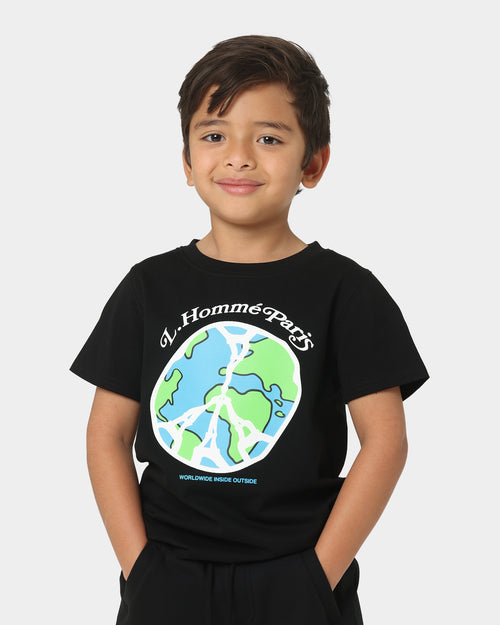 Lil Homme Kids' Worldwide Peace Short Sleeve T-Shirt Black