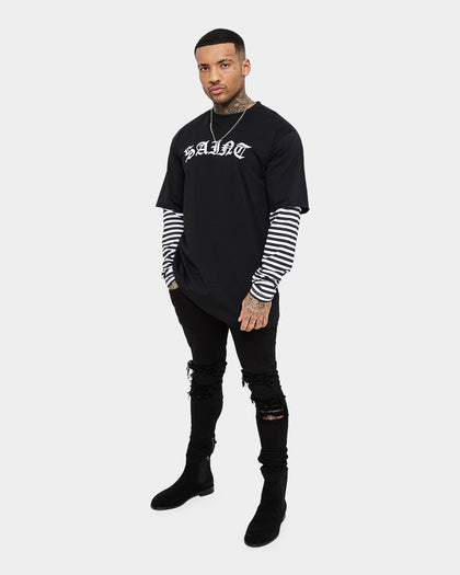 Saint Morta Jail Layered Long Sleeve T-Shirt Black/White