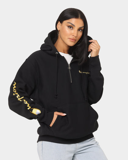 Champion Reverse Weave Quarter Zip Hoodie Black/Gold Culture Kings