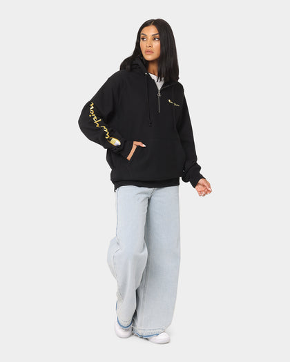 Champion Reverse Weave Quarter Zip Hoodie Black/Gold