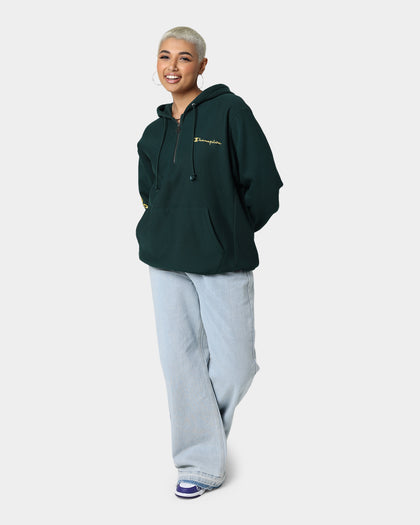 Champion Reverse Weave Quarter Zip Hoodie Midfield Green