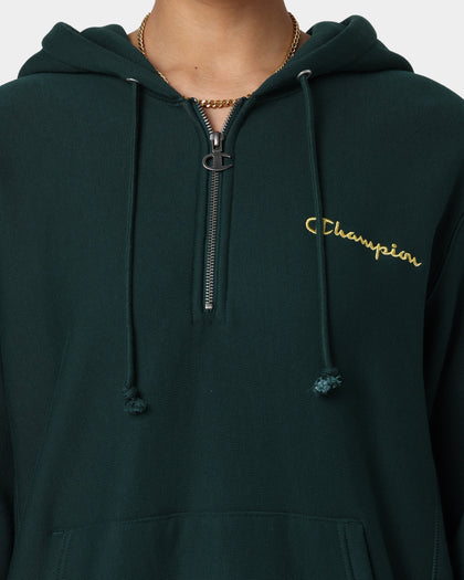 Champion Reverse Weave Quarter Zip Hoodie Midfield Green