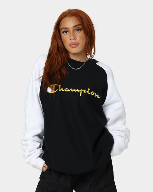 Champion Reverse Weave Raglan Crew Black/Gold