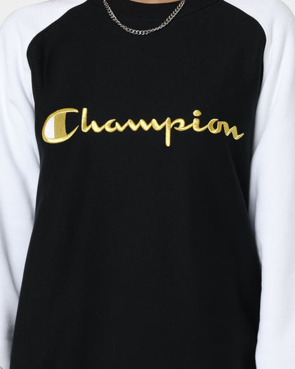 Champion Reverse Weave Raglan Crew Black/Gold