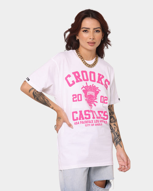 Crooks & Castles Fairfax Varsity T-Shirt White/Hot Pink
