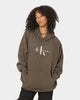 Calvin Klein Women's Mid Scale Monogram Hoodie Black/Olive