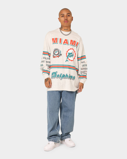 Mitchell & Ness Miami Dolphins 17-0 Long Sleeve T-Shirt White Marle