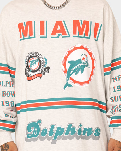 Mitchell & Ness Miami Dolphins 17-0 Long Sleeve T-Shirt White Marle