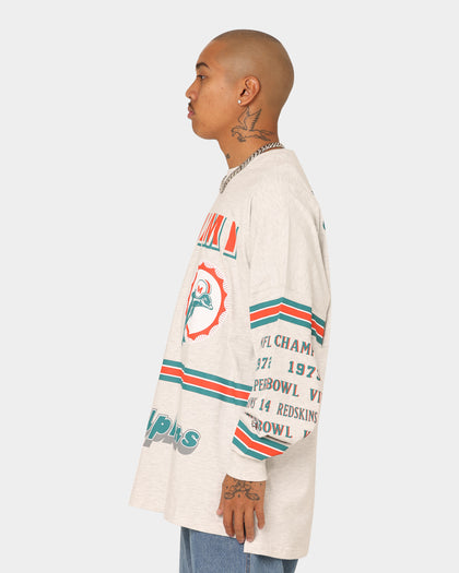 Mitchell & Ness Miami Dolphins 17-0 Long Sleeve T-Shirt White Marle