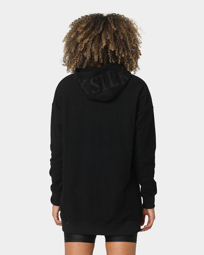 Sik Silk Women's Reverse Fleece Hoodie Dress Black