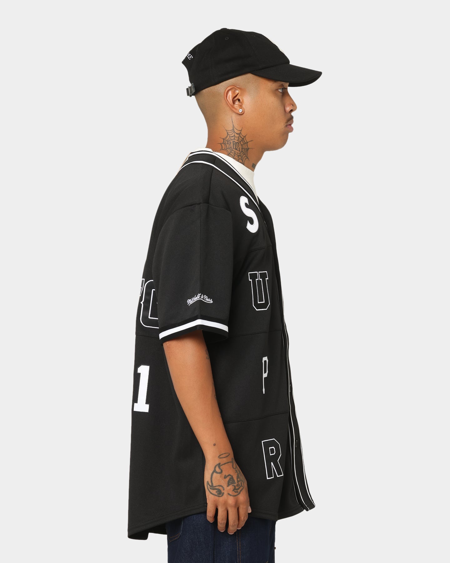 Supreme X Mitchell & Ness Patch Baseball Jersey Black | Culture Kings