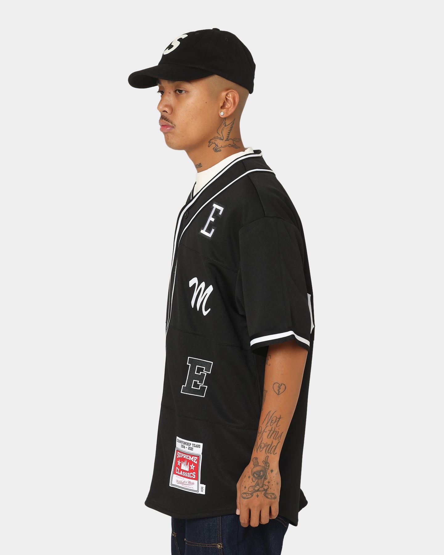ウェア Supreme / Mitchell & Ness Wool Baseball Supreme Mitchell & Ness Wool Baseball Jersey | Black | FARFETCH