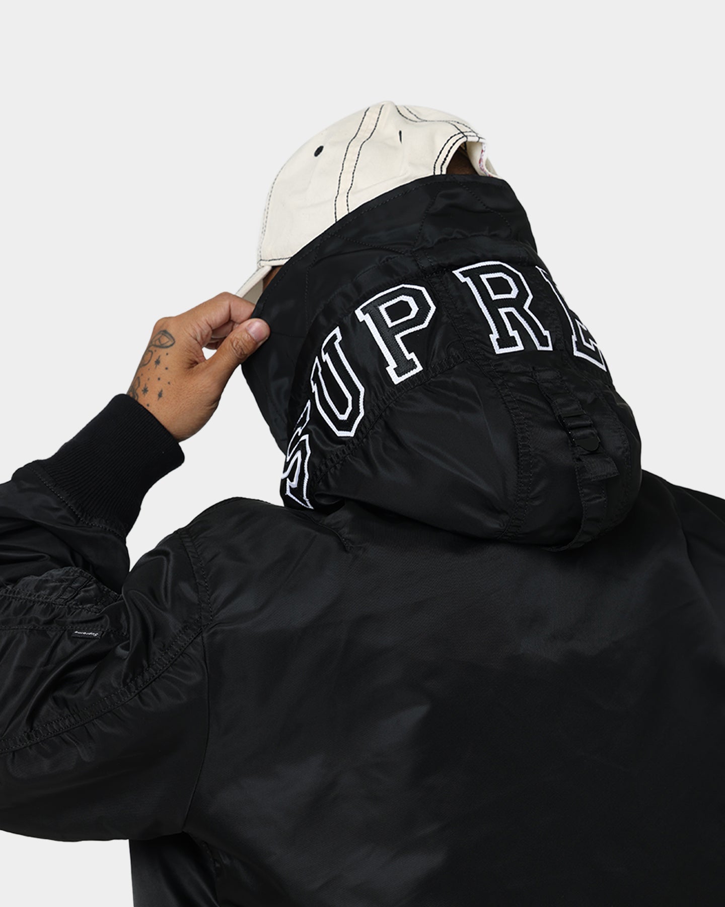 Supreme Hooded MA-1 Jacket Black | Culture Kings