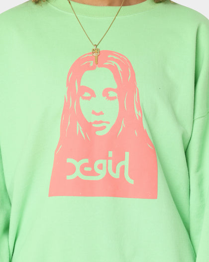 X-Girl Women's Face Crewneck Lime