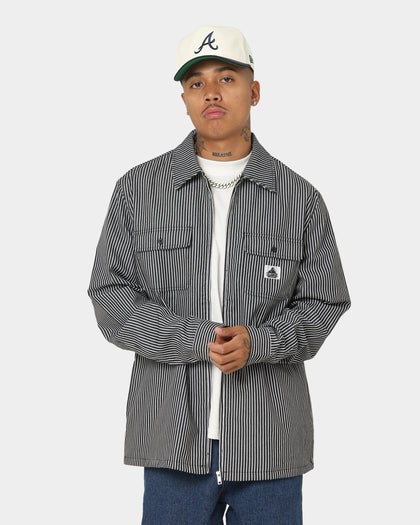 XLARGE Pinstripe Long Sleeve Zip Shirt Black