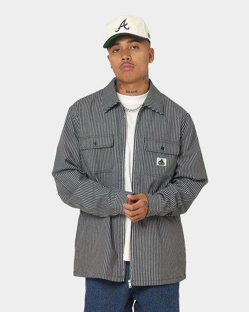 XLARGE Pinstripe Long Sleeve Zip Shirt Black