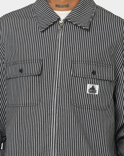 XLARGE Pinstripe Long Sleeve Zip Shirt Black