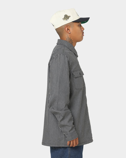 XLARGE Pinstripe Long Sleeve Zip Shirt Black