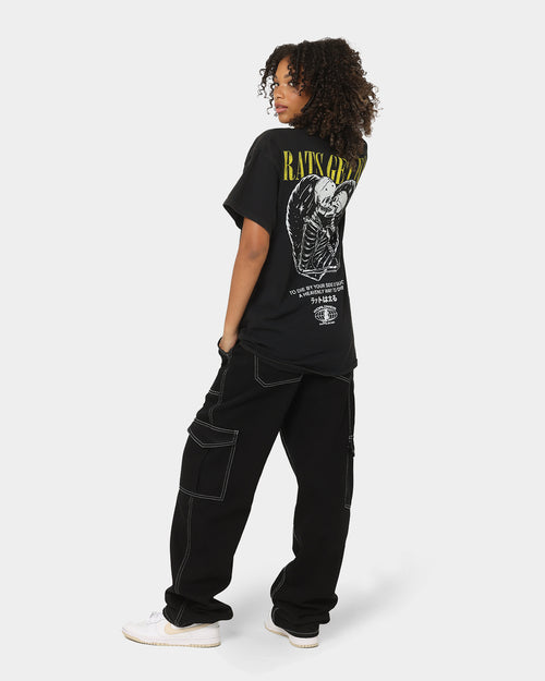 Rats Get Fat By Your Side Vintage T-Shirt Black Wash