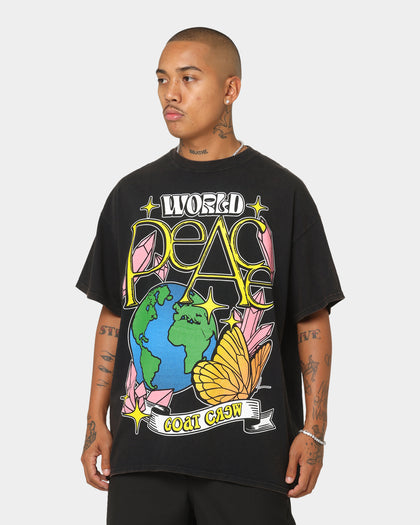 Goat Crew World Peace Vintage T-Shirt Black Wash