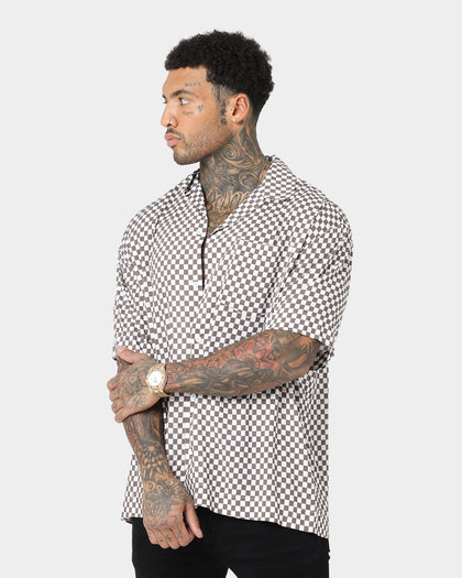 Saint Morta Checks Short Sleeve Shirt Brown/White