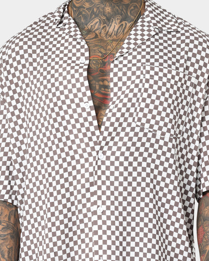 Saint Morta Checks Short Sleeve Shirt Brown/White