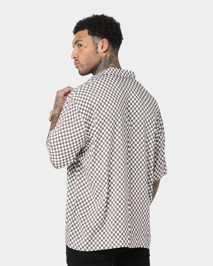 Saint Morta Checks Short Sleeve Shirt Brown/White