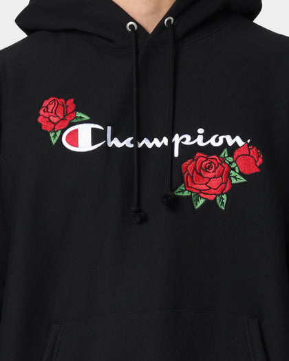 Champion Reverse Weave Roses Embroidery Hoodie Black
