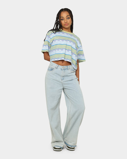 OBEY  Women's Dizzy Cropped T-Shirt	Aloe Multi