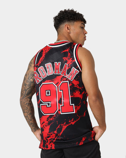 Mitchell & Ness Chicago Bulls Dennis Rodman #91 '95-'96 Marble Swingman Jersey Red