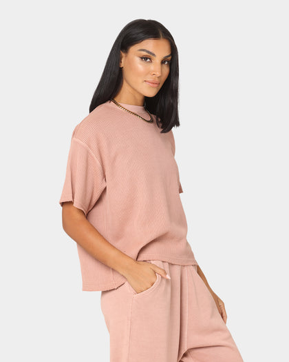 Reebok Women's Classics Natural Dye Waffle T-Shirt Coral