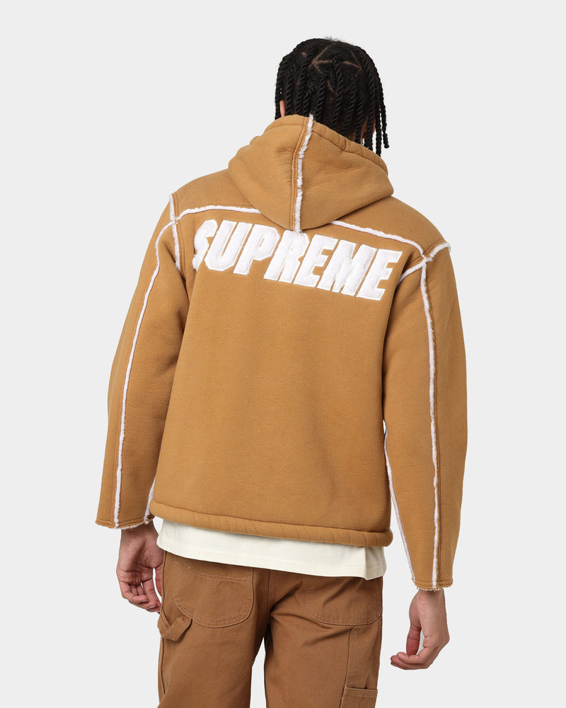 Supreme Faux Shearling Hooded Jacket Brown