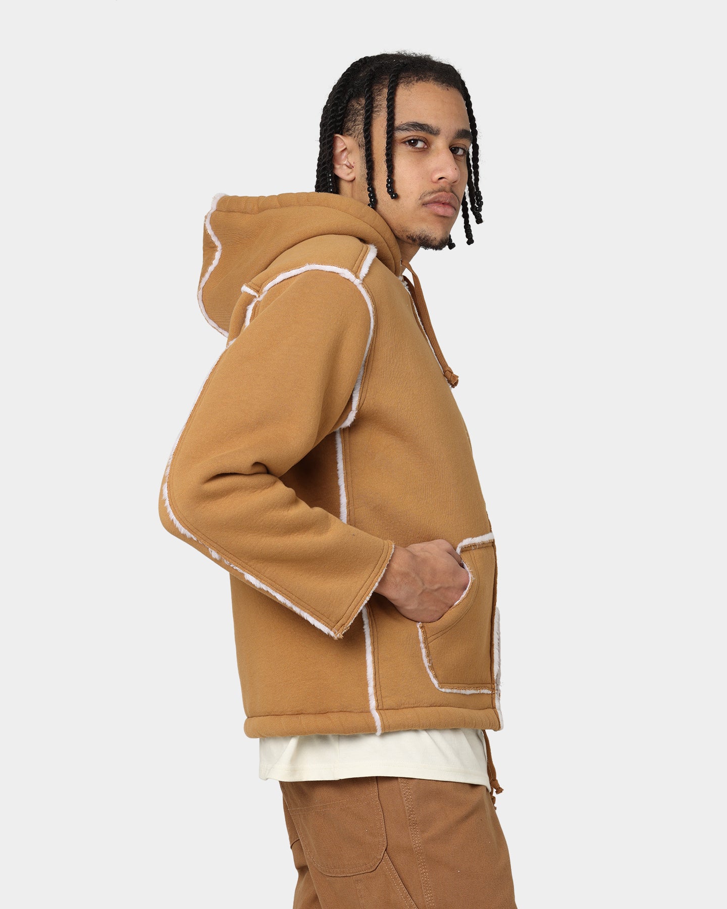 Supreme Faux Shearling Hooded Jacket Brown | Culture Kings