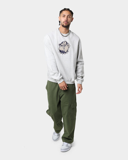 National Collegiate Athletic Association Georgetown Hoyas Team Logo Chenille Crewneck Grey Marle