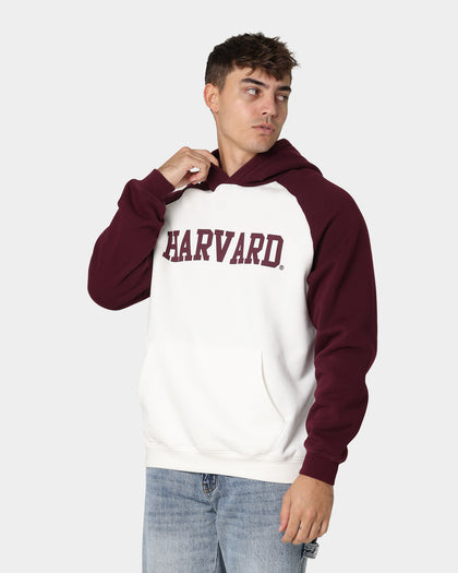 National Collegiate Athletic Association Harvard Crimson Two Tone Raglan Hoodie Vintage White
