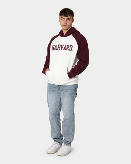 National Collegiate Athletic Association Harvard Crimson Two Tone Raglan Hoodie Vintage White