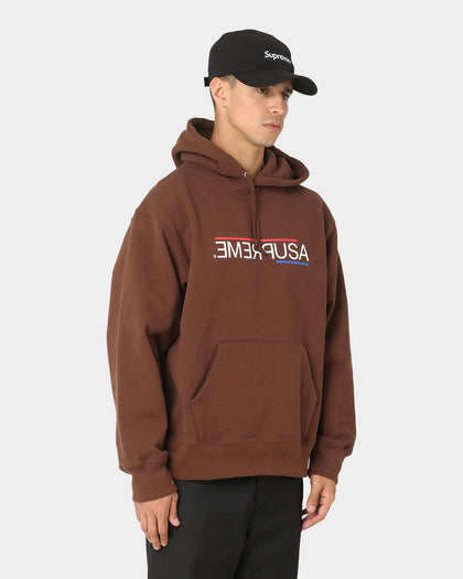 Supreme USA Hooded Sweatshirt Brown