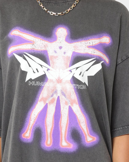 Loiter Human Condition Vintage T-Shirt Charcoal