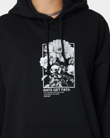 Rats Get Fat Paint Flower Hoodie Black