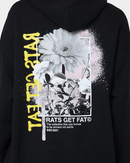 Rats Get Fat Paint Flower Hoodie Black