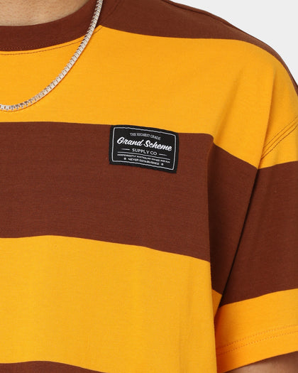 Grand Scheme Yarn Dyed Short Sleeve T-Shirt Brown/Yellow
