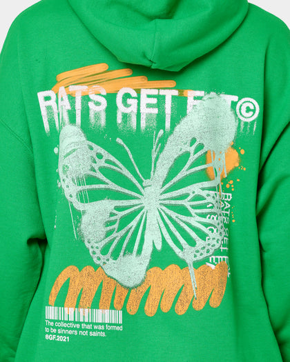 Rats Get Fat Spray Butterfly Hoodie Green