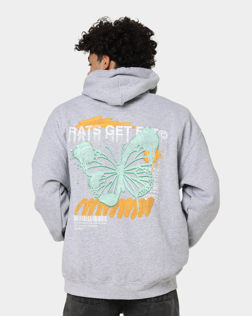 Rats Get Fat Spray Butterfly Hoodie Grey