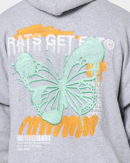 Rats Get Fat Spray Butterfly Hoodie Grey