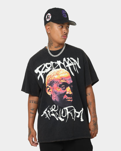 Rodman Brand The Worm Face Tats Vintage T-Shirt Black Wash